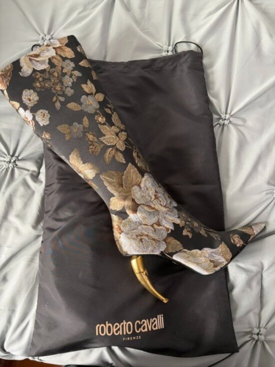 Roberto Cavalli Shoes - Authentic Roberto Cavalli Floral Jacquard Boots / Size 40 (US 9-9.5) / New with